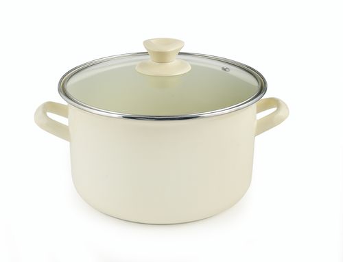 GARNEK EMALIOWANY ZE SZKLANĄ POKRYWKĄ NET-POL LUCA KREMOWY 16 CM 1,8 L na Arena.pl