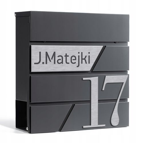 DUŻA SKRZYNKA NA LISTY Z ADRESEM NUMEREM DOMU | SERBRNA ANTRACYT RAL na Arena.pl