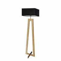 Lampa podłogowa JAWA abażur czarny stelaż dębowy