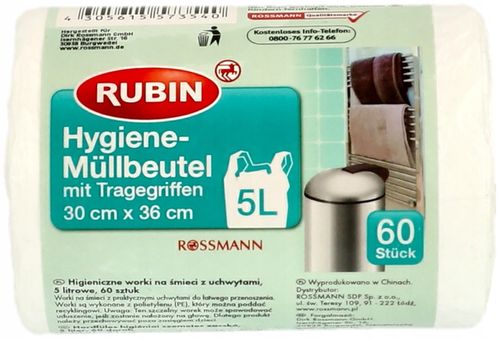 RUBIN WORKI NA ŚMIECI Z UCHWYTEM 5 L 60 SZT na Arena.pl