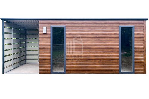 Schowek Domek Ogrodowy 4,5x2,5m + Wiata 1,5m Drzwi 2x Okno Dach spad  ID802 na Arena.pl