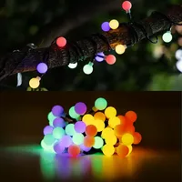 Girlanda solarna małe kulki 1,5 cm łańcuch ozdobny 50 perełek10 metrów Rodzaj / wzór - Mleczna RGBY