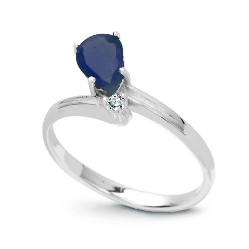 srebrny pierścionek z szafirem i cyrkonią - rozmiar 13 na Arena.pl