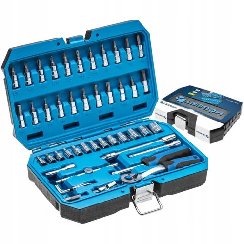 HOGERT ZESTAW KLUCZY NASADOWYCH 1/4" NASADKI BITY KLUCZE NASADOWE 46 szt. na Arena.pl