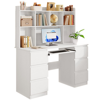 BIURKO Z NADSTAWKĄ BIAŁE 6 SZUFLAD PÓŁKI