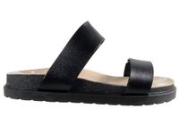 Czarne gumowe klapki z paskami płaskie 37