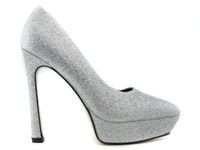 Srebrne szpilki platformy brokatowe 40