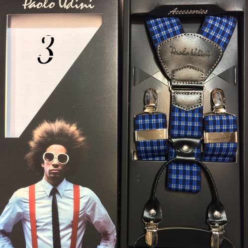 Bordowo Biała kratka - szelki do spodni Orginalne Top-Gal na Arena.pl