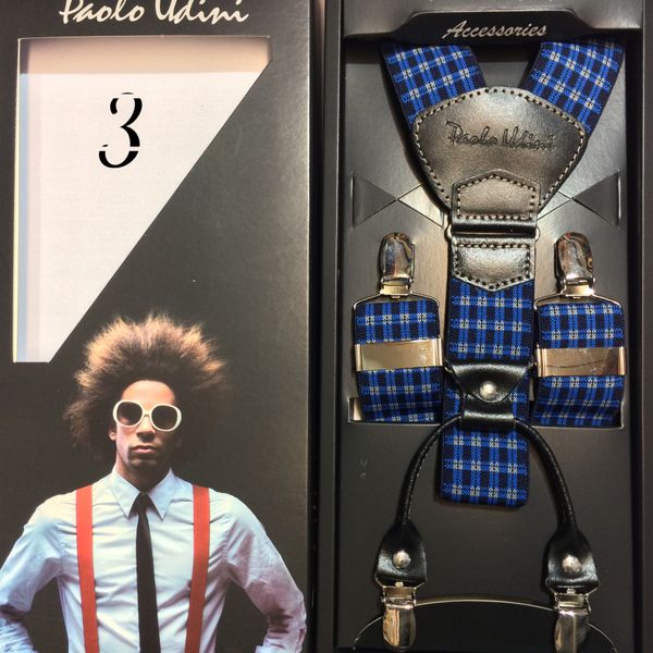 Bordowo Biała kratka - szelki do spodni Orginalne Top-Gal zdjęcie 5