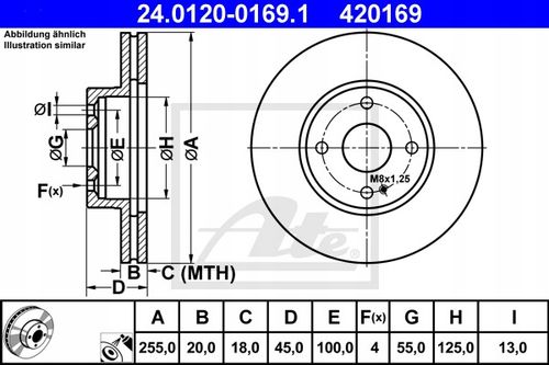 TARCZA HAM PRZOD 255X20 V ATE na Arena.pl
