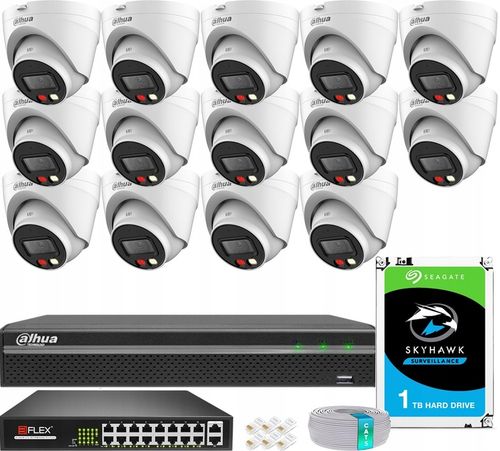 Zestaw Monitoringu DAHUA 14 Kamer 4MPx 2K+ Dual Light 30m Zewnętrzny PoE na Arena.pl