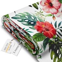 Tkanina Wodoodporna Oxford 600D 160x100 cm Biała w Kwiaty na Pokrowce