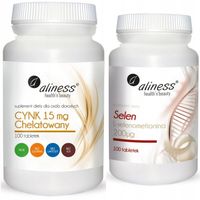 Aliness CYNK CHELATOWANY 15 mg + SELEN SeLECT 200 mcg Włosy Paznokcie Skóra