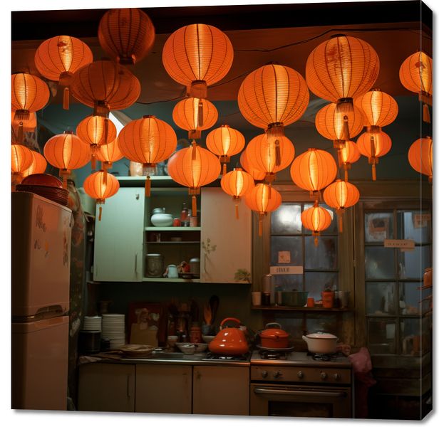 Obraz 100x100cm W Blasku Lampionów zdjęcie 1