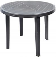 MOCNY GRAFITOWY DUŻY OKRĄGŁY STÓŁ OGRODOWY 90 cm