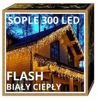 SOPLE 300 LED KURTYNA LAMPKI ZEWNĘTRZNE FLASH ŚWIATEŁKA Białe Ciepłe 14,5M