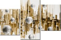 60 90CM OBRAZ 3 ELEM MIASTO ZE SNU SEPII ŚCIENNY DRUK PŁÓTNO