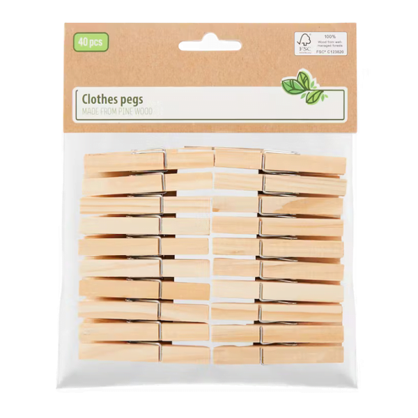 Spinacze do prania bielizny sosnowe 40 szt zdjęcie 1