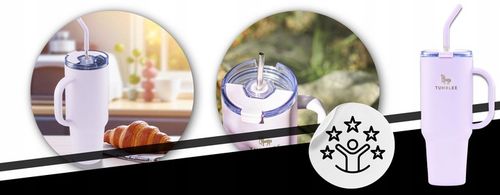 Duży Kubek Termiczny do Auta Ze Słomką Ustnikiem Nieprzeciekający 1200ml na Arena.pl