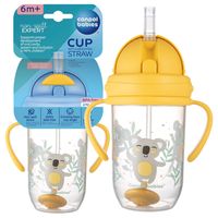 CANPOL Kubek niekapek z rurką i odważnikiem Exotic Animals 270ml ŻÓŁTY