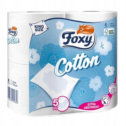 Papier toaletowy Foxy Cotton gruby 5 warstw ZESTAW 16 rolek na Arena.pl