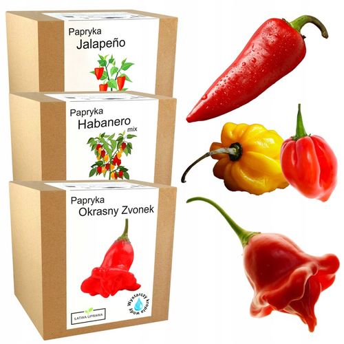 MIX ZESTAWÓW DO UPRAWY OSTRE PAPRYCZKI CHILLI 3x NAWADNIACZE DO DOMU na Arena.pl