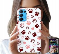 ETUI DO OPPO FIND X3 LITE - PSIE ŁAPKI NA BIAŁYM TLE, PIES, KOT, MIŚ