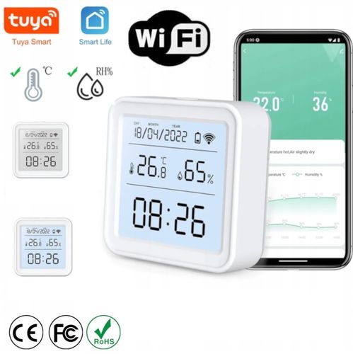 TUYA WIFI CZUJNIK TEMPERATURY I WILGOTNOŚCI LCD SMART HIGOMETR na Arena.pl