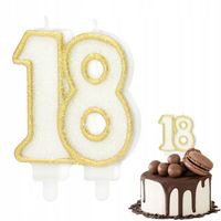 ŚWIECZKA URODZINOWA CYFERKA 18 ZŁOTA METALICZNA CYFRA NA IMPREZĘ URODZINOWĄ