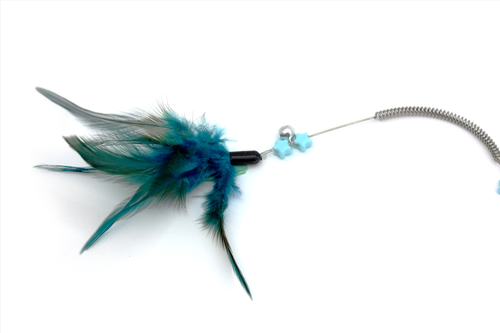 Wędka z wielokolorowym piórem i sprężyną zabawka dla kota 60cm UNIQ PETS na Arena.pl