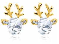Srebrne kolczyki dla dziewczynki renifery sztyft na święta srebro pozłacane