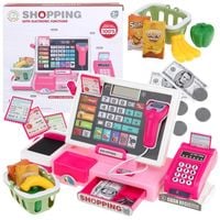 kasa fiskalna interaktywna sklepowa edukacyjna kalkulator skaner pink