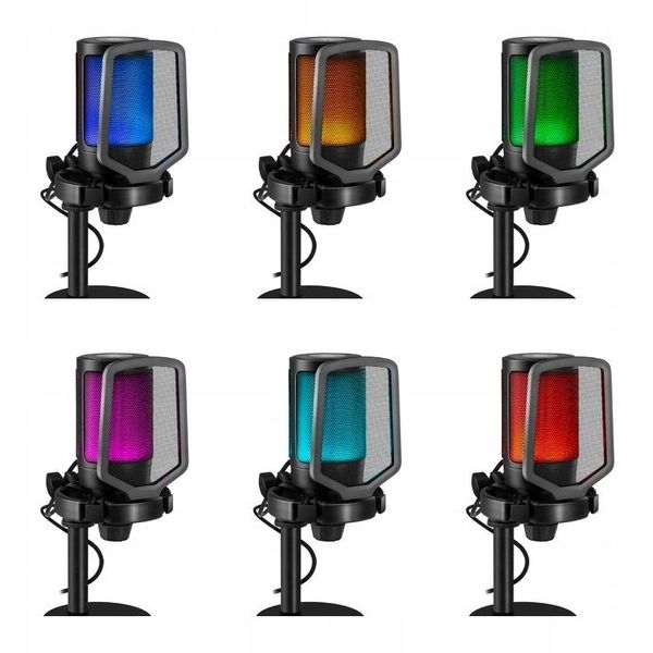 MIKROFON DO STREAMINGU ZE ŚWIATŁEM LED GAMINGOWY OBRACANY DO KOMPUTERA zdjęcie 8