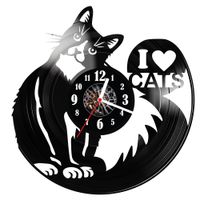 Zegar ścienny z płyty winylowej  I love cats 1474.14