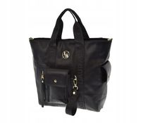 Laura Biaggi – pojemna torebka shopper kieszeń na telefon czarna mat AB632