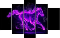 70 100CM OBRAZ 5 ELEM FIOLETOWY MUSTANG DRUK PŁÓTNO