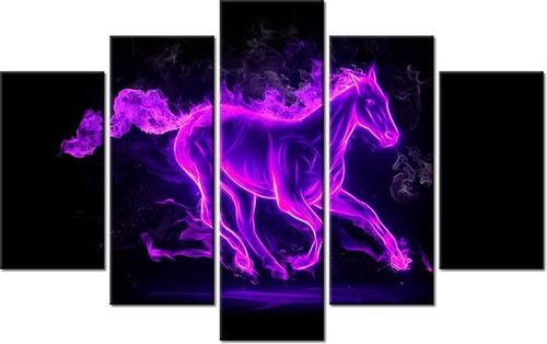 70 100CM OBRAZ 5 ELEM FIOLETOWY MUSTANG DRUK PŁÓTNO na Arena.pl