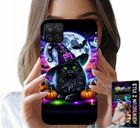 ETUI DO SAMSUNG GALAXY A22 4G - CZARNY KOTEK HALLOWEEN SALEM DYNIA WZORY