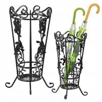 Solidny metalowy czarny parasolnik stojak na parasole ze zdobieniami