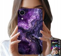 ETUI DO IPHONE XR - FIOLETOWY MARMUREK MODNE KOBIECE + SZKŁO