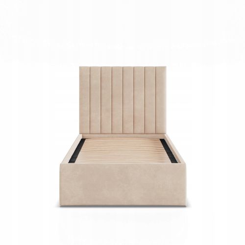 Łóżko Ramowe POLLA JEDNOOSOBOWE Tapicerowane Pojedyncze VELVET BEŻOWE na Arena.pl