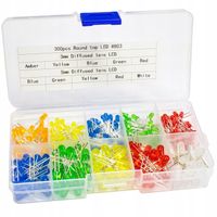 ZESTAW 300 SZT DIODY LED DIP 3mm i 5mm - 6 kolorów w organizerze pudełeczku