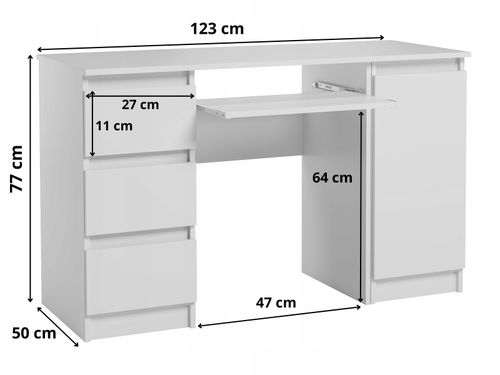 Biurko Komputerowe Młodzieżowe Dla Dziecka Półka Białe Mat na Arena.pl
