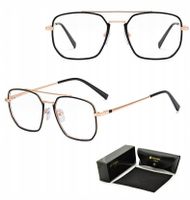Okulary Zerówki do KOMPUTERA Filtr Blue Light GOLD OCHRONNE + ETUI + SZMATK