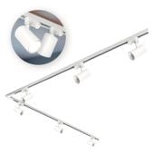 Zestaw szynowy 3 fazowy szyna 2m+2m, L prawy, 6x Lampa, 2x zaślepka BIAŁY