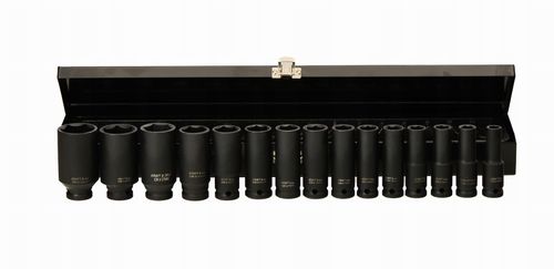 Nasadki Udarowe 1/2"" Cala 15 Sztuk Długie 10-32 mm CR-V Walizka Kraft&Dele na Arena.pl