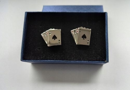 Srebrne spinki do mankietów koszul EXC Karty do Gry Cztery Asy na Arena.pl