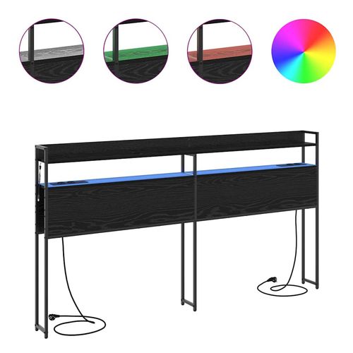 Zagłówek z półką Czarny dąb 180 cm Materiał drewnopochodny na Arena.pl