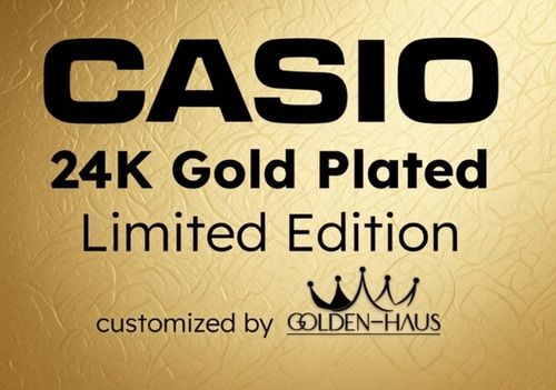 LUKSUSOWY ZEGAREK MĘSKI CASIO POZŁACANY PRAWDZIWYM 24K ZŁOTEM + GRAWER na Arena.pl
