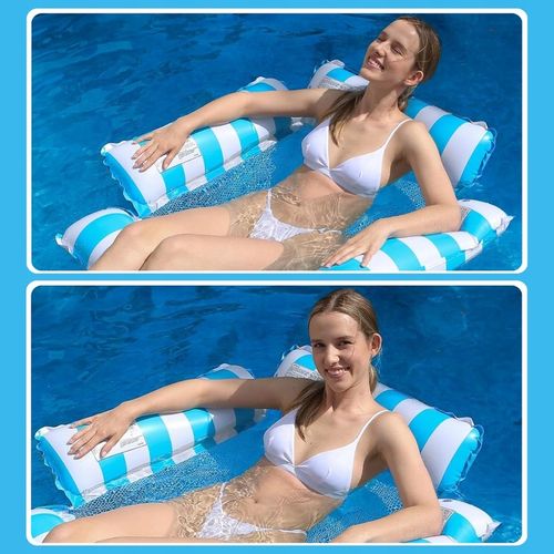 HAMAK WODNY MATERAC DO PŁYWANIA DMUCHANY Z SIATKĄ DO BASENU LEŻAK PLAŻOWY na Arena.pl